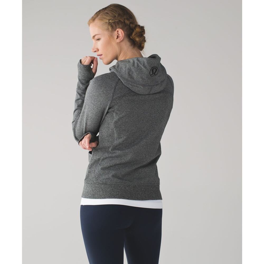LULULEMON Scuba Hoodie III Heathered Speckled Black Size 8 - Picture 5 of 10